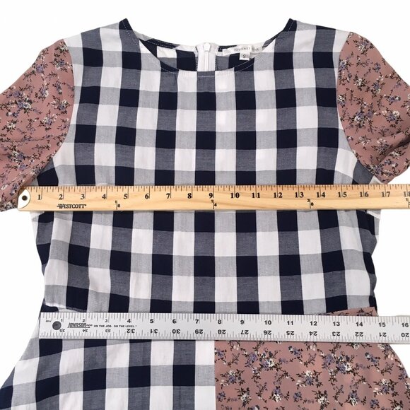 Journey Five Dress Women Small Pink Cottagecore Prairie Asymmetric Hem Check - Picture 3 of 10